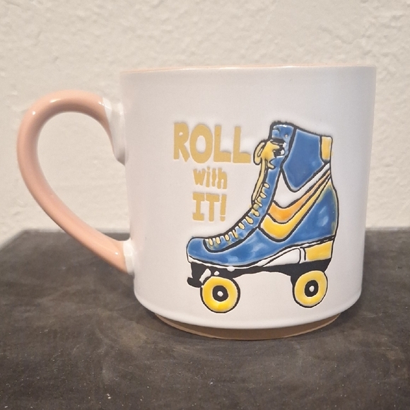 Roller Skate Themed Mug with Blue and Yellow Design - Picture 2 of 4